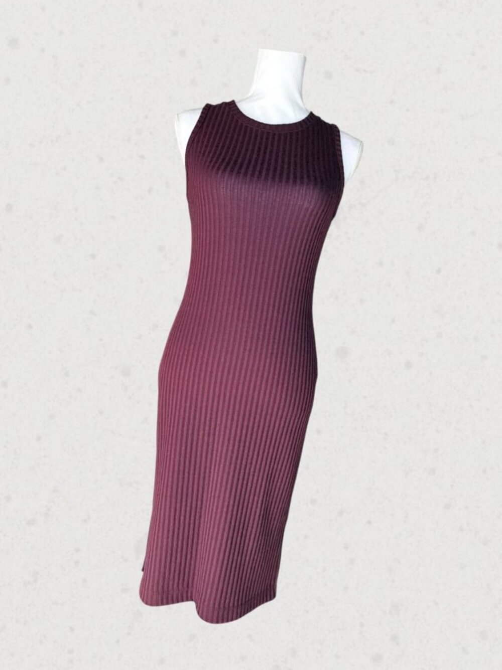 Nine West Ribbed Knit Midi Dress Women's Small Purple Plum Sleeveless Stretch